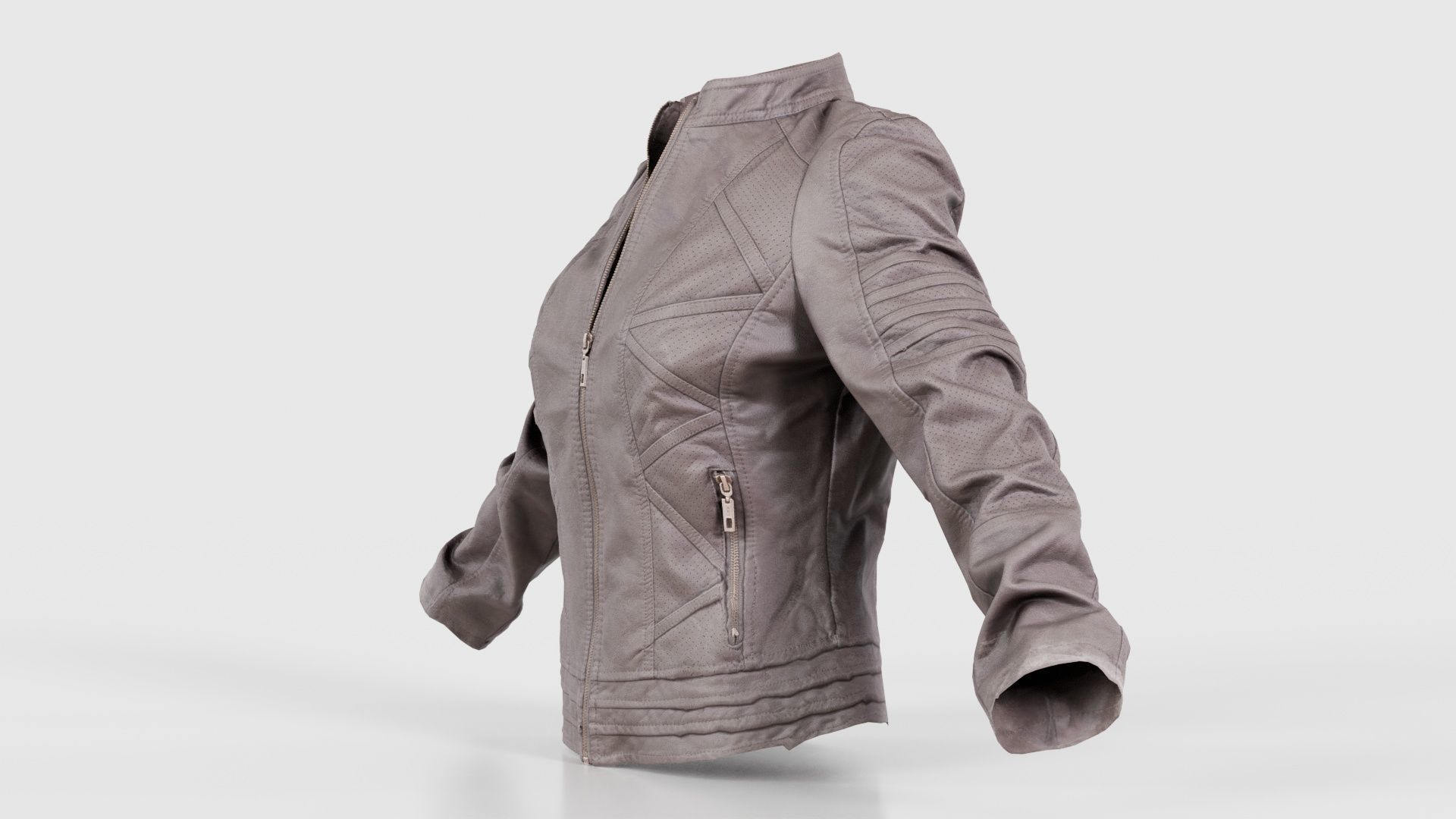 Grey Jacket Closed Zipper Low-poly 3D model_25