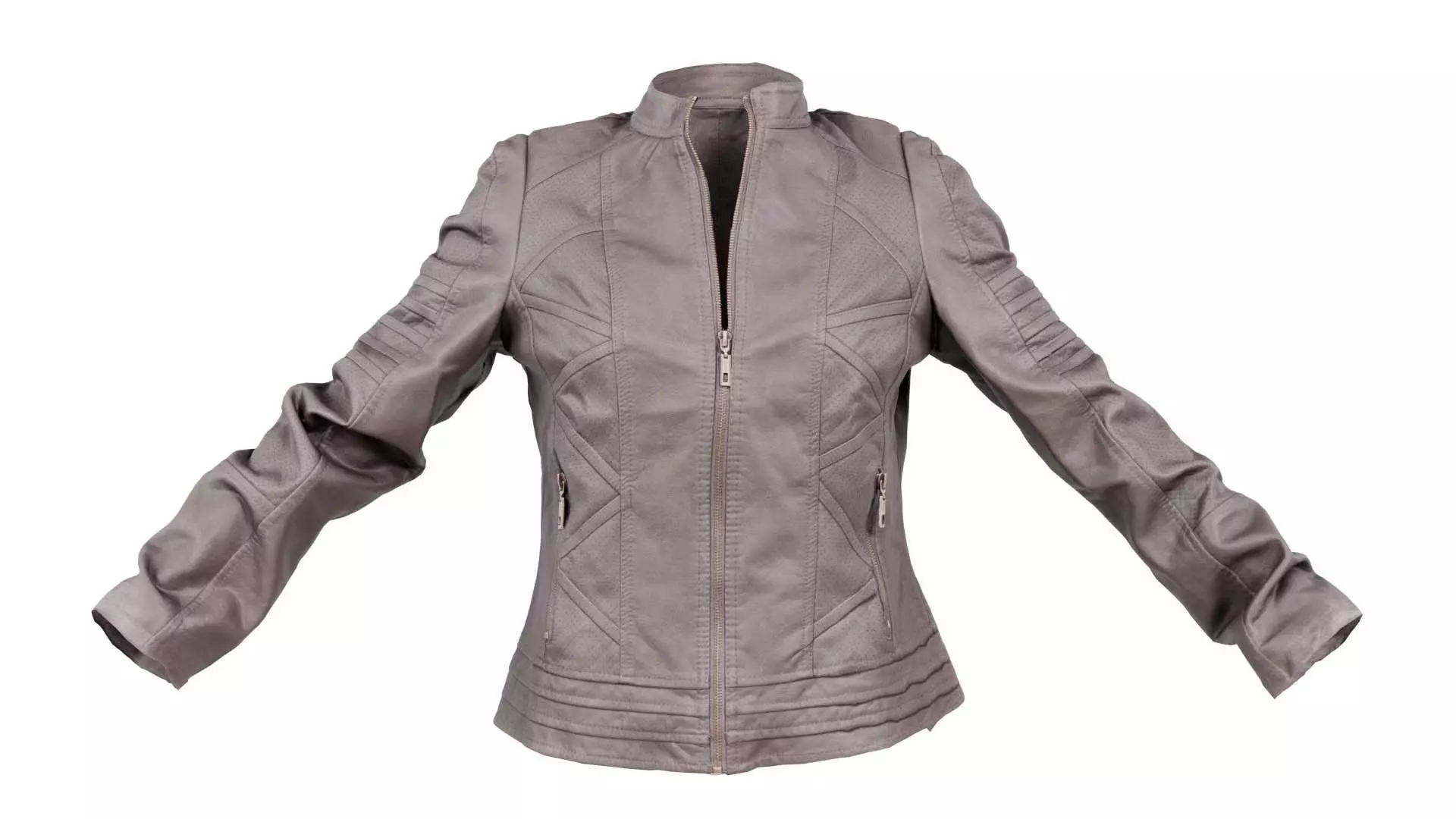 Grey Jacket Closed Zipper Low-poly 3D model_0