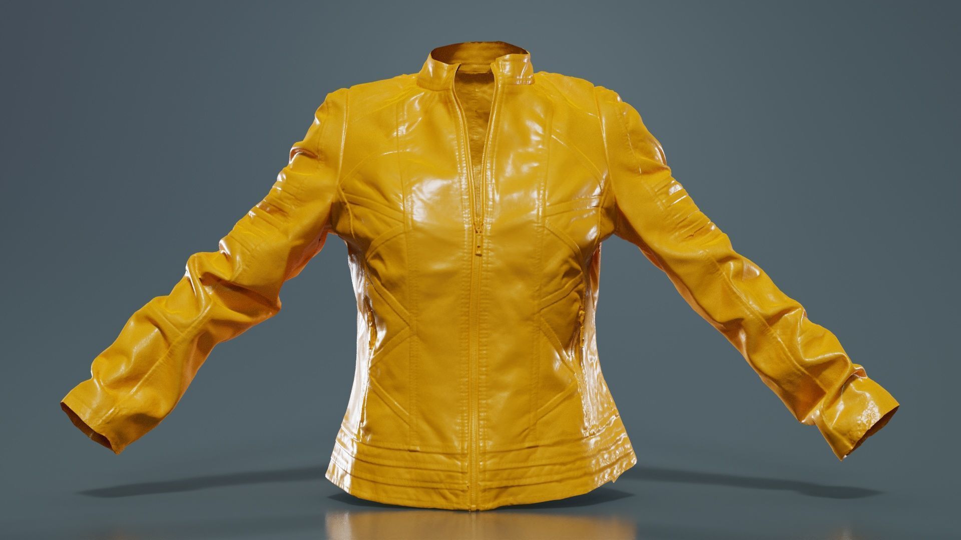 Grey Jacket Closed Zipper Low-poly 3D model_12