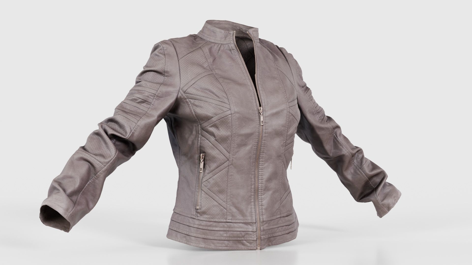 Grey Jacket Closed Zipper Low-poly 3D model_16