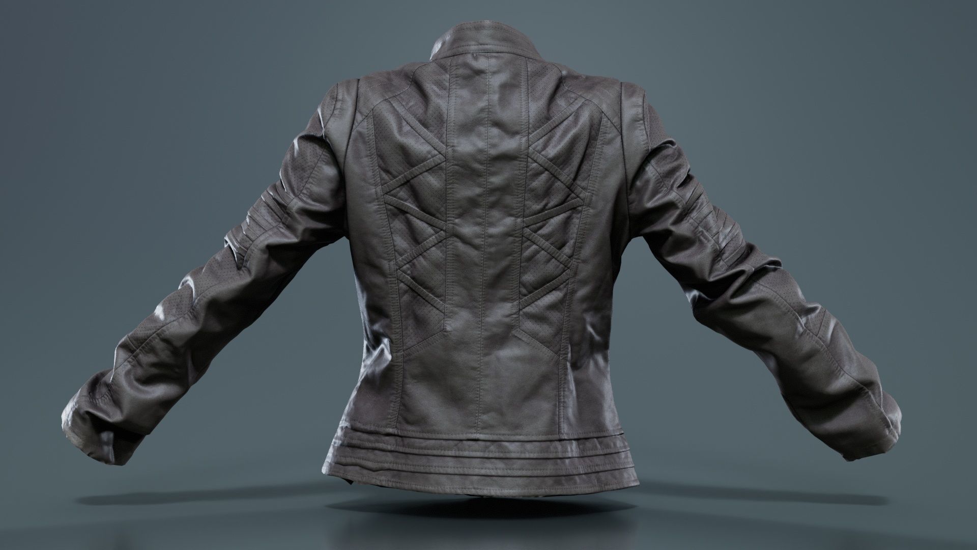 Grey Jacket Closed Zipper Low-poly 3D model_5