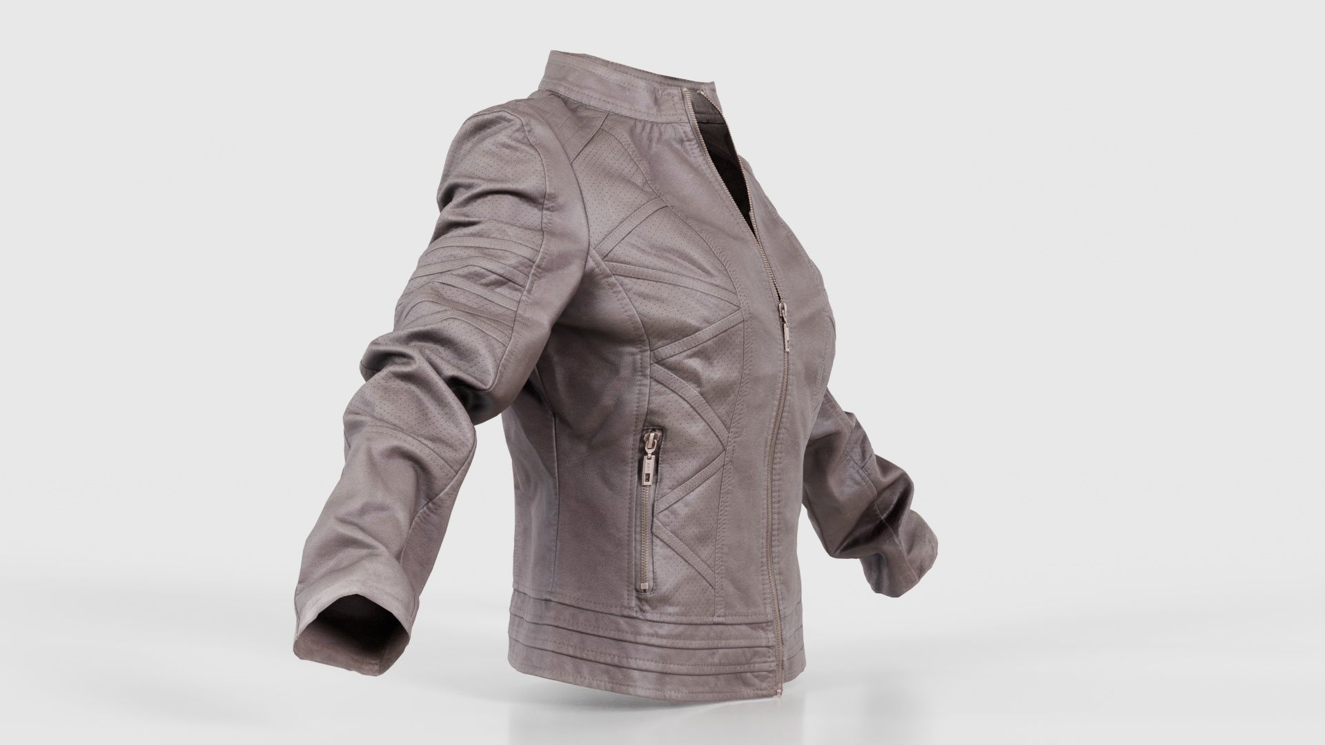 Grey Jacket Closed Zipper Low-poly 3D model_17