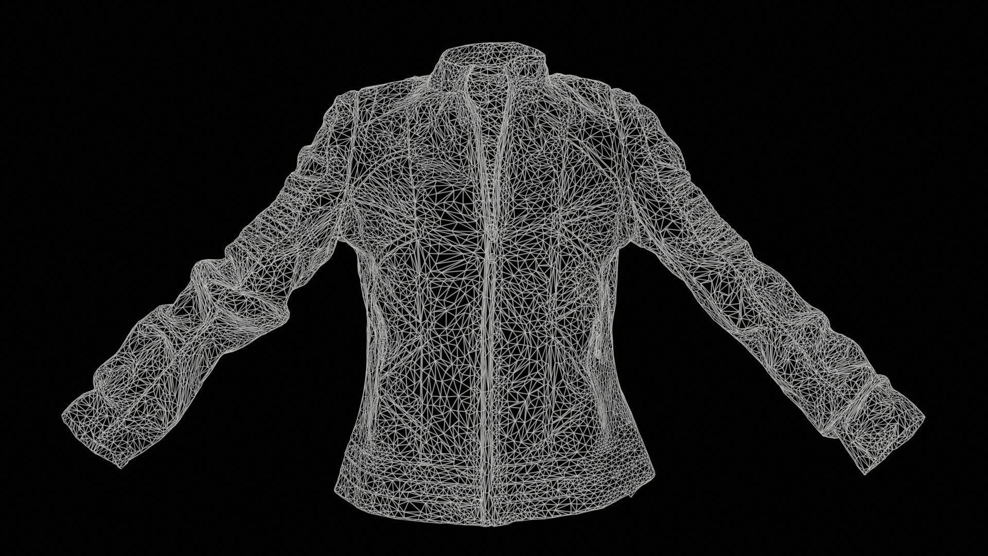 Grey Jacket Closed Zipper Low-poly 3D model_11