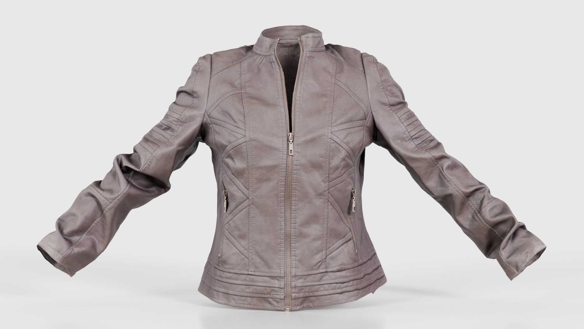 Grey Jacket Closed Zipper Low-poly 3D model_15