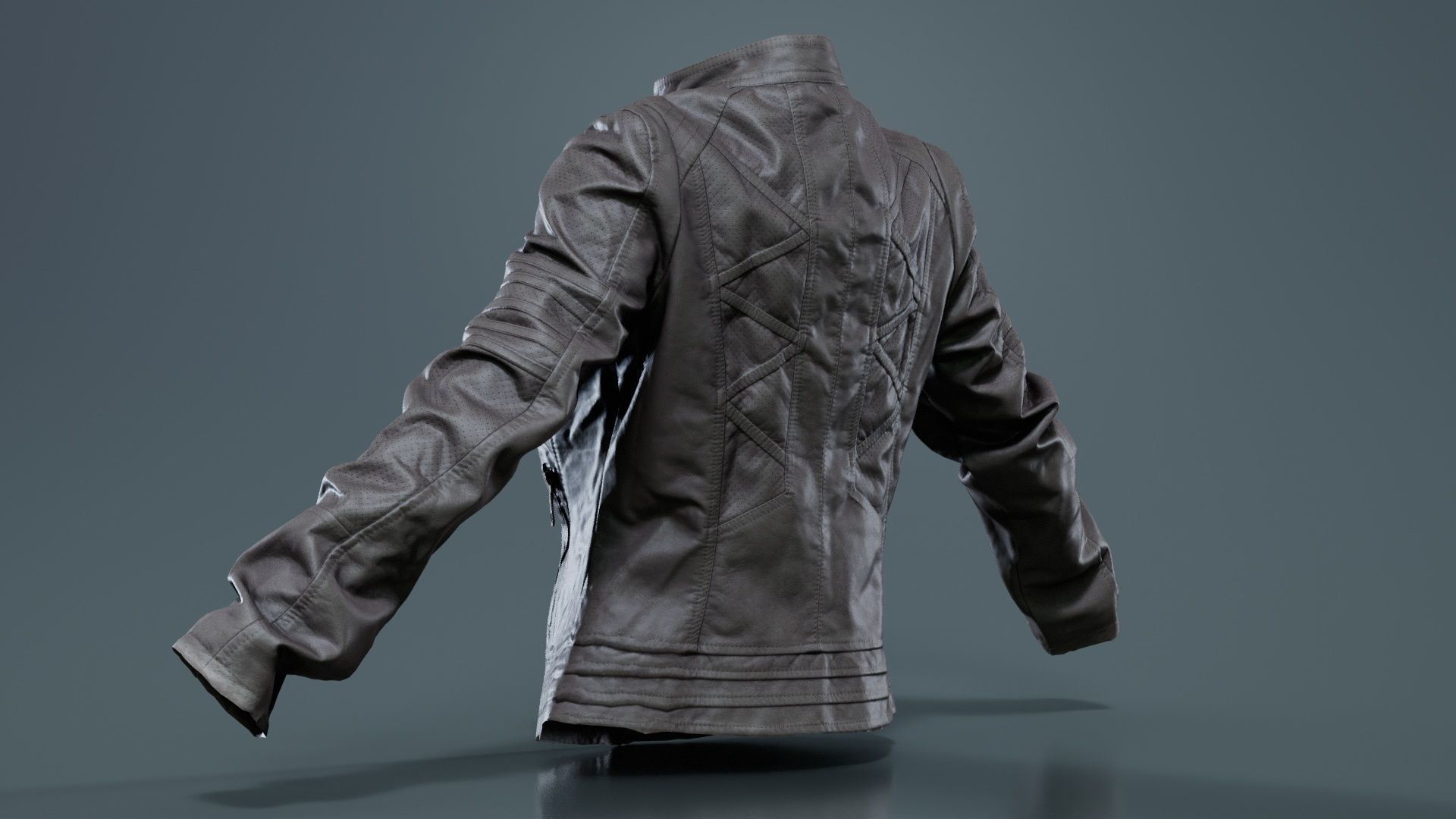 Grey Jacket Closed Zipper Low-poly 3D model_8