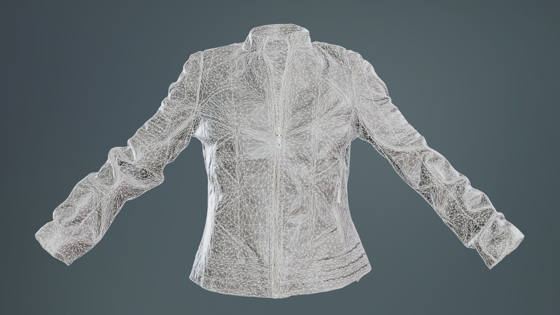 Grey Jacket Closed Zipper Low-poly 3D model_9