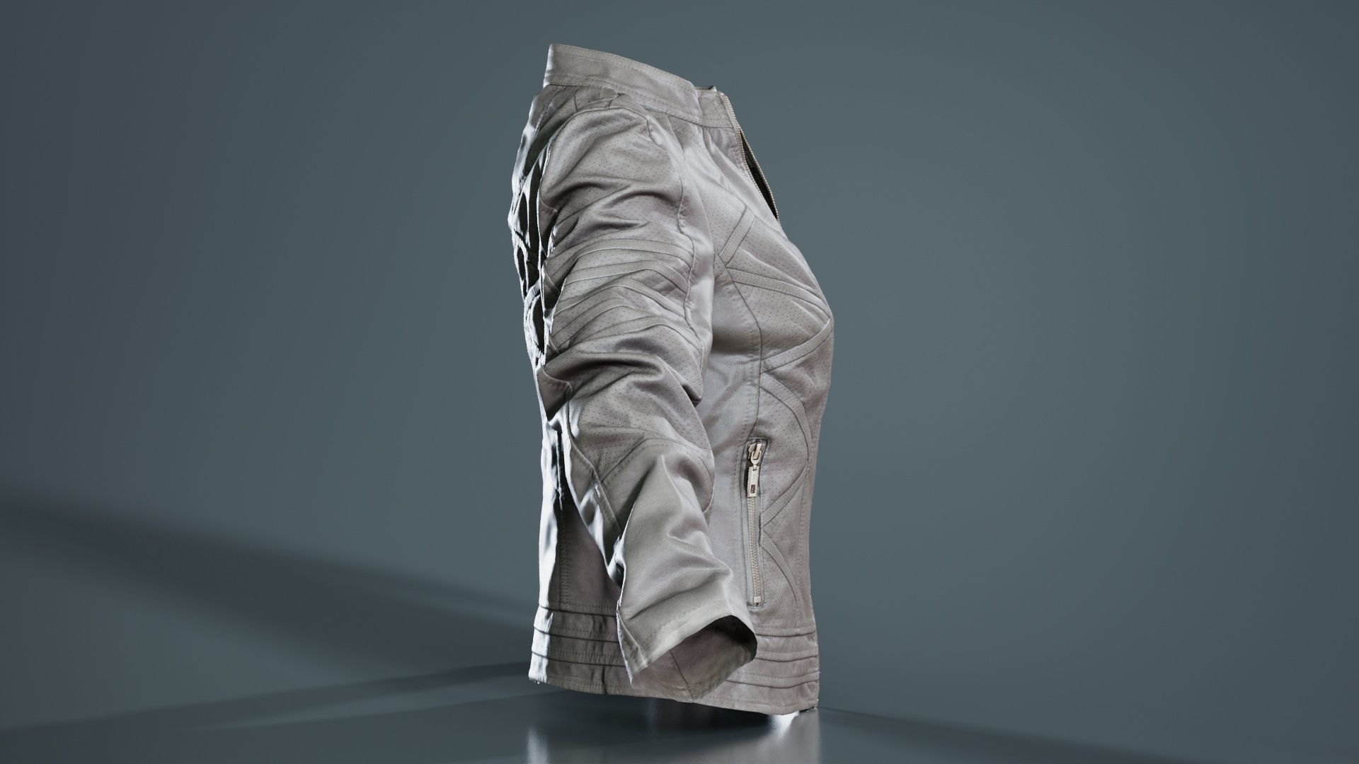 Grey Jacket Closed Zipper Low-poly 3D model_3