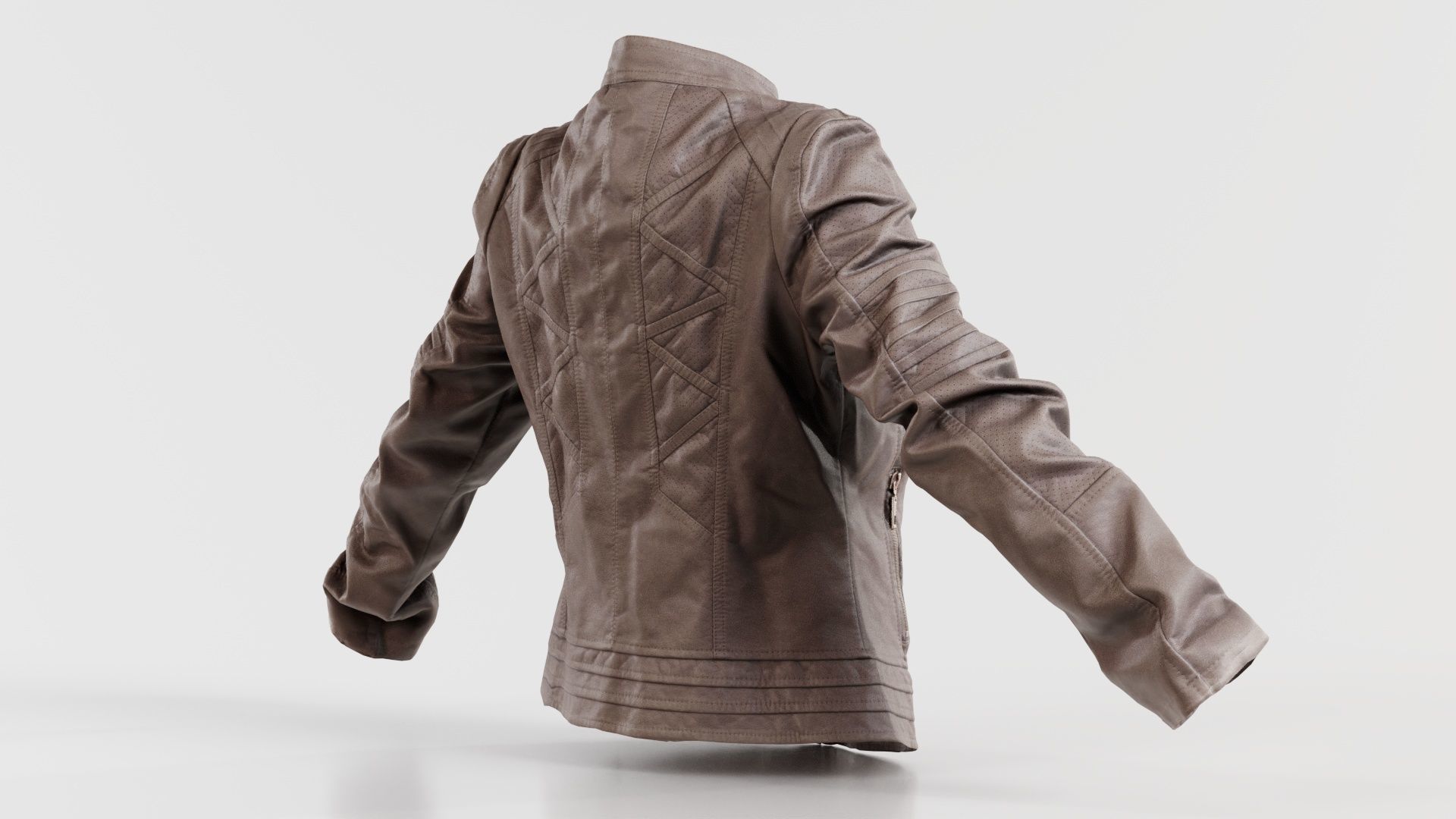 Grey Jacket Closed Zipper Low-poly 3D model_4