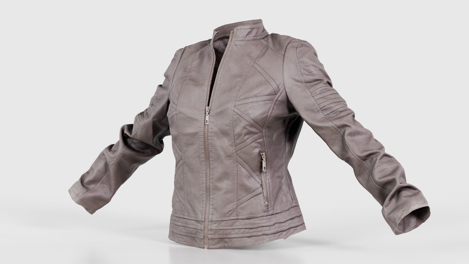 Grey Jacket Closed Zipper Low-poly 3D model_26