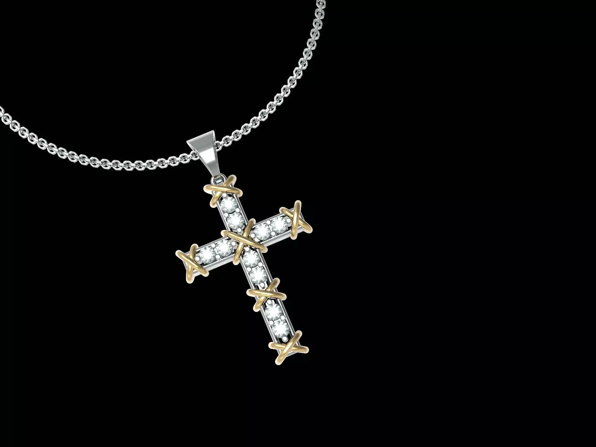 sixteen Cross Pendant 3D print model_0