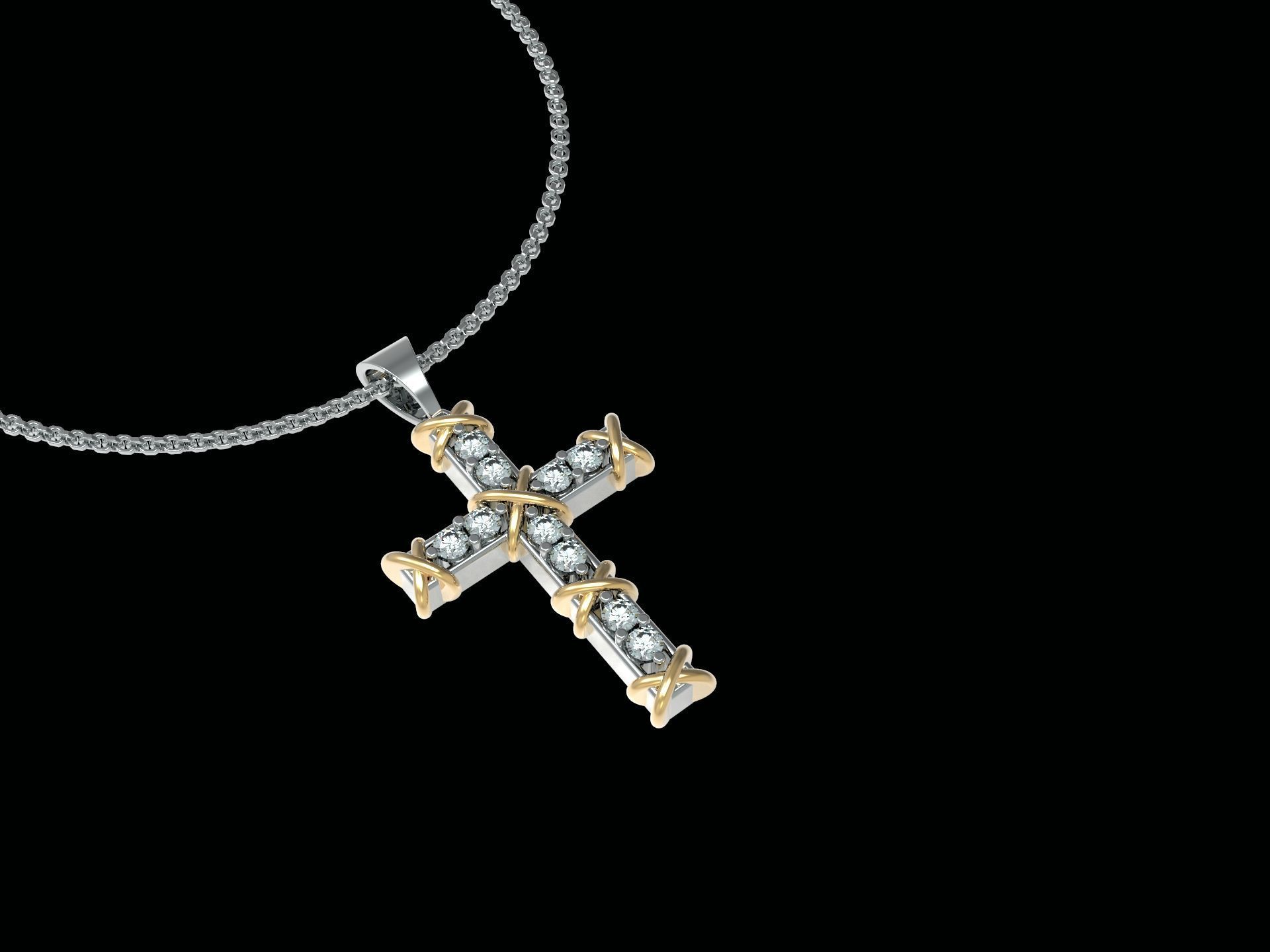 sixteen Cross Pendant 3D print model_22