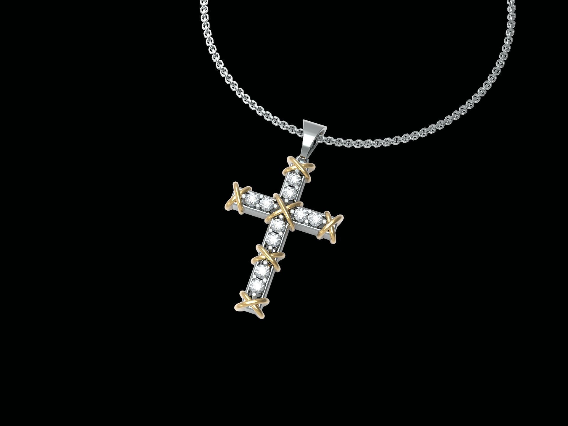 sixteen Cross Pendant 3D print model_17