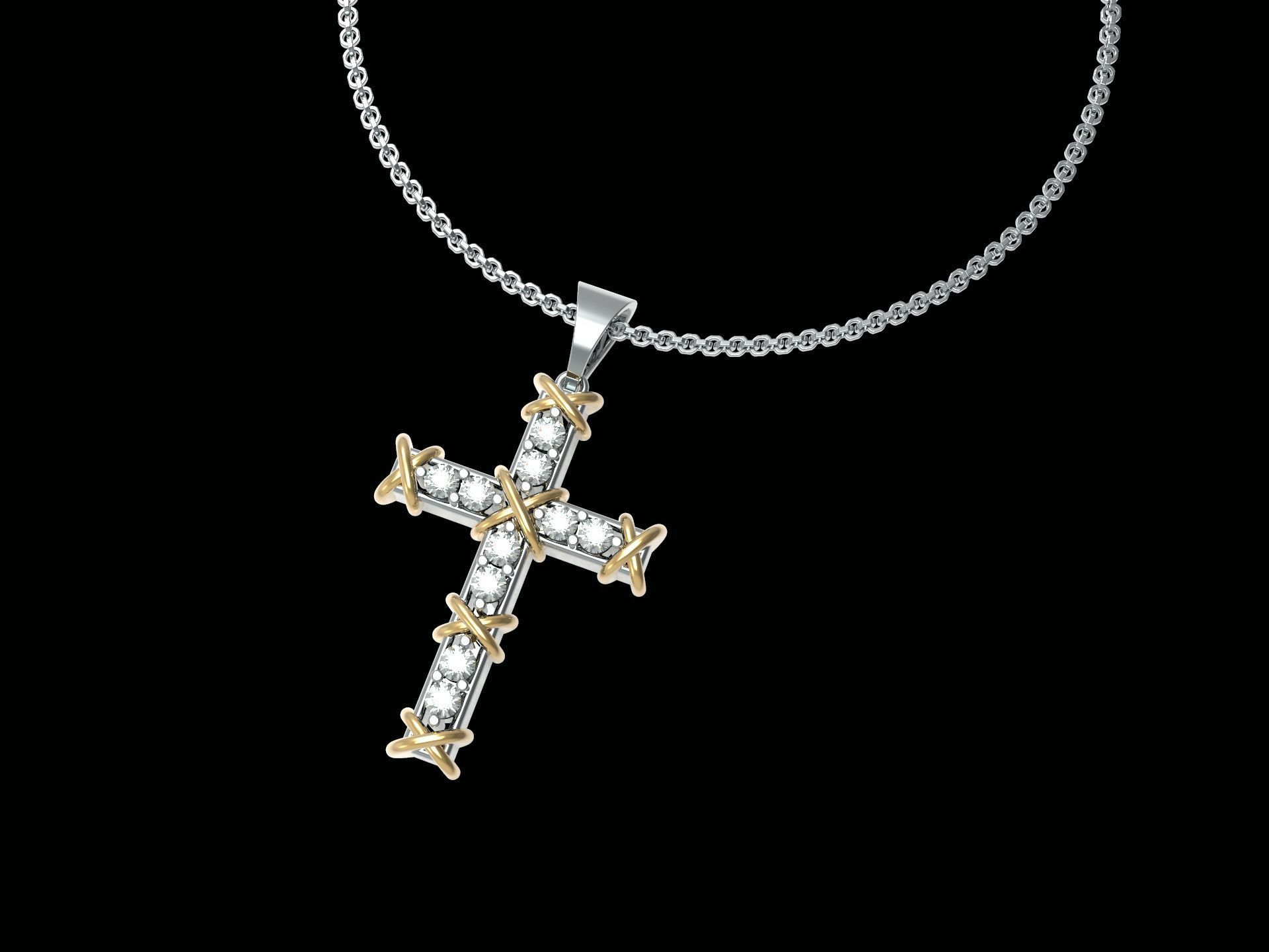 sixteen Cross Pendant 3D print model_1