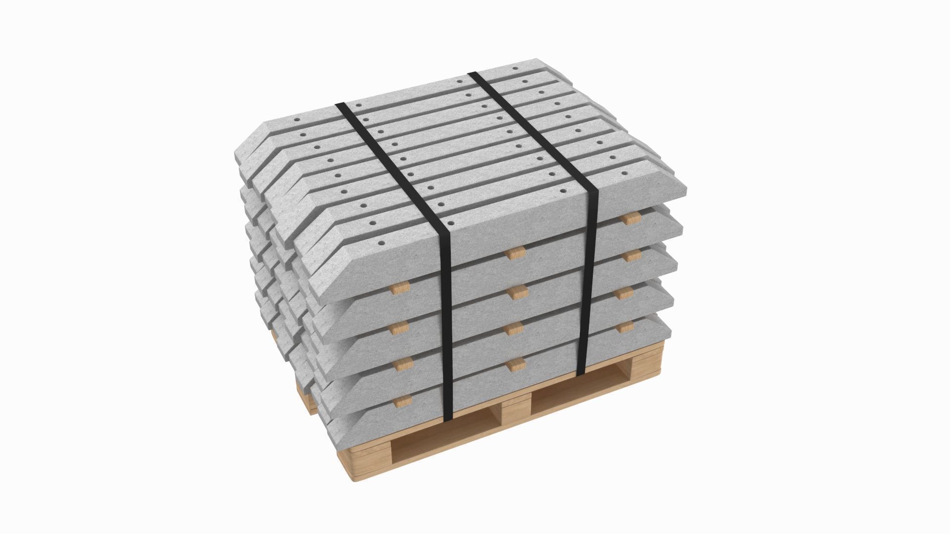 Stacked Concrete Spur On Wood Pallet 3D model_4