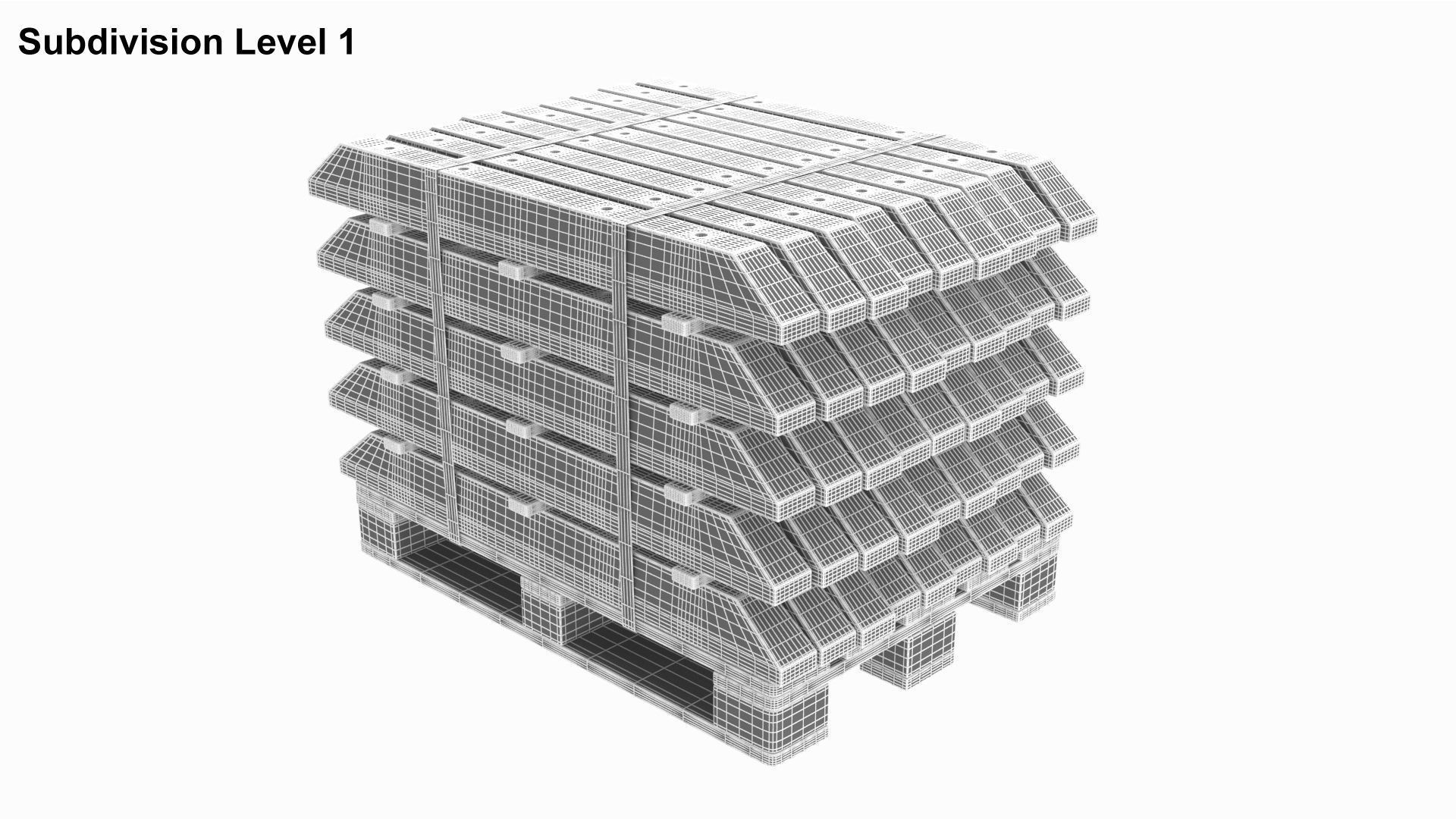 Stacked Concrete Spur On Wood Pallet 3D model_8