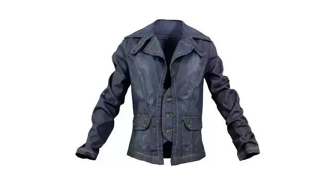 Jeans Jacket Stylish Decorated Low-poly 3D model