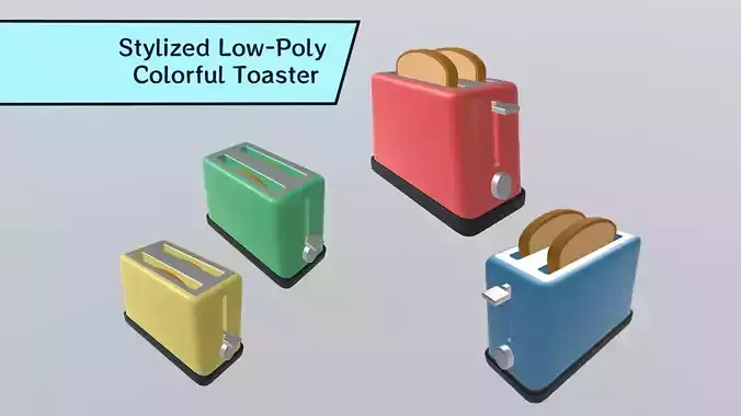 Stylized Low-Poly Retro Colorful Toaster