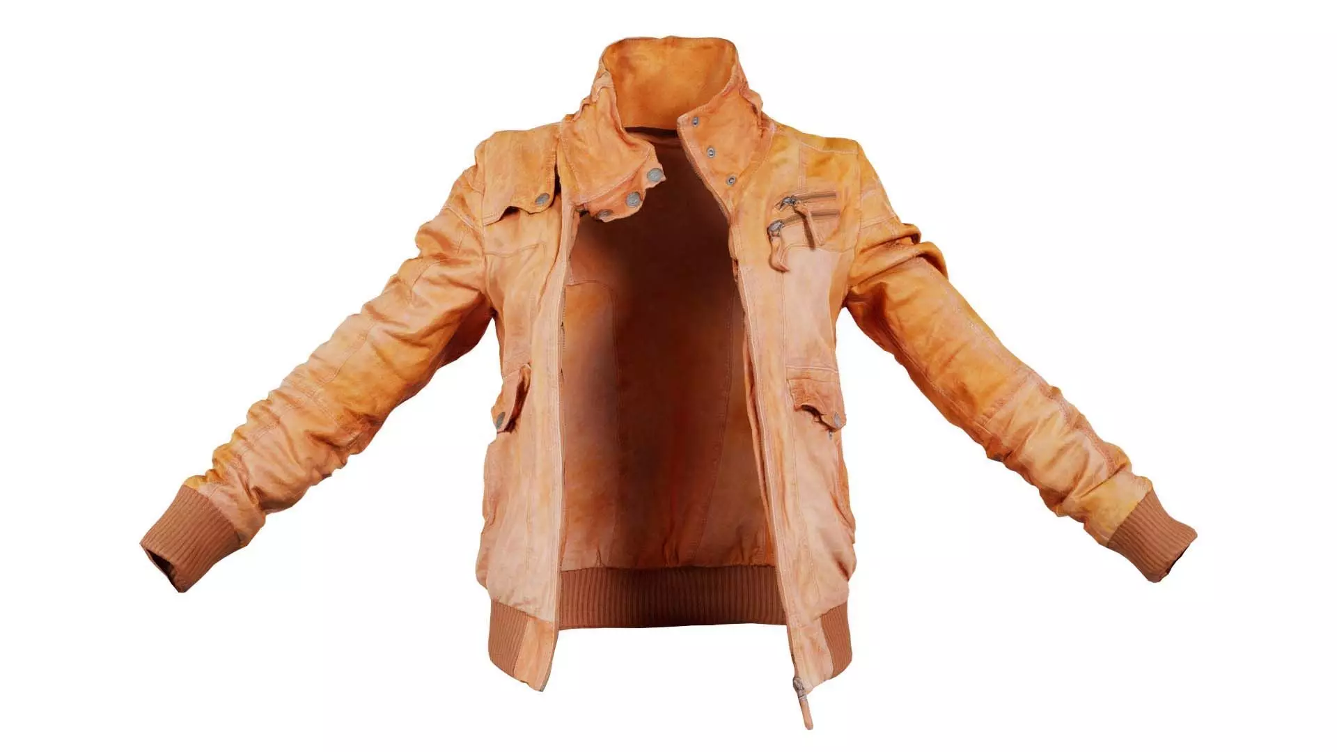 Light Brown Leather Jacket Open Low-poly 3D model