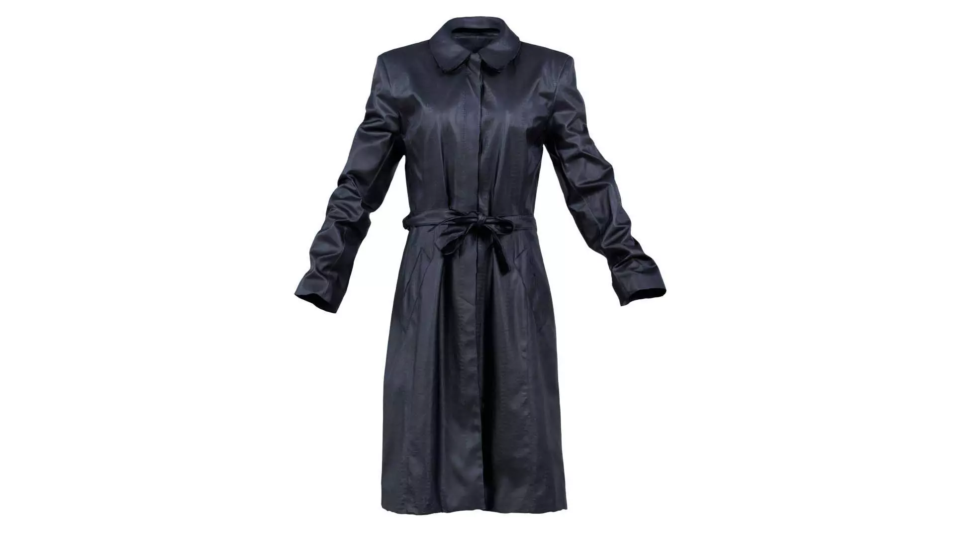 Long Black Leather Underworld Coat Closed Low-poly 3D model_0