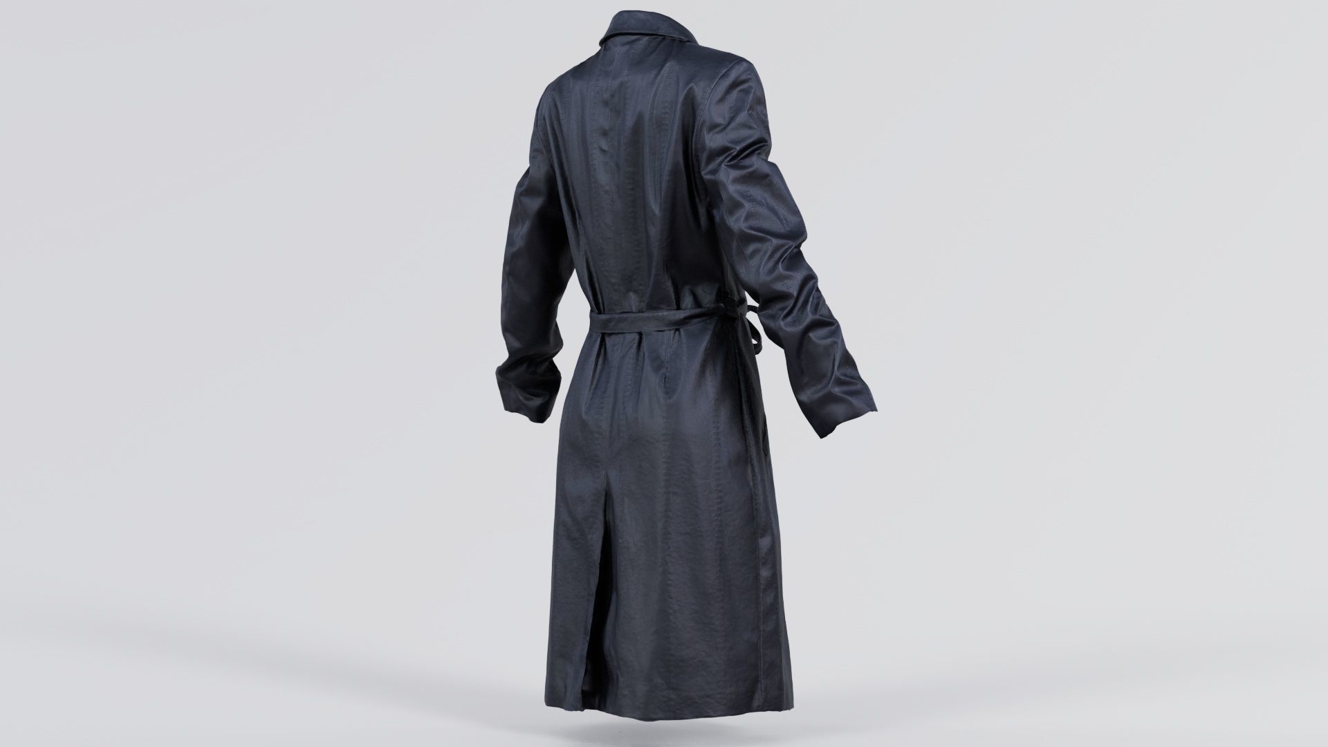 Long Black Leather Underworld Coat Closed Low-poly 3D model_6