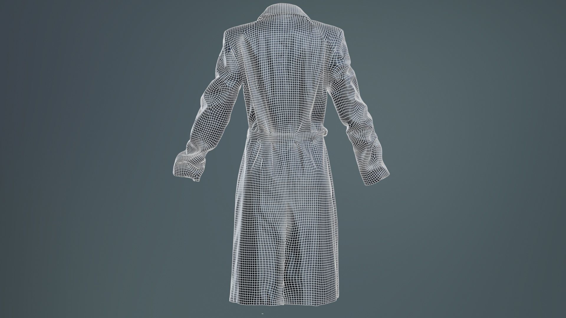 Long Black Leather Underworld Coat Closed Low-poly 3D model_10