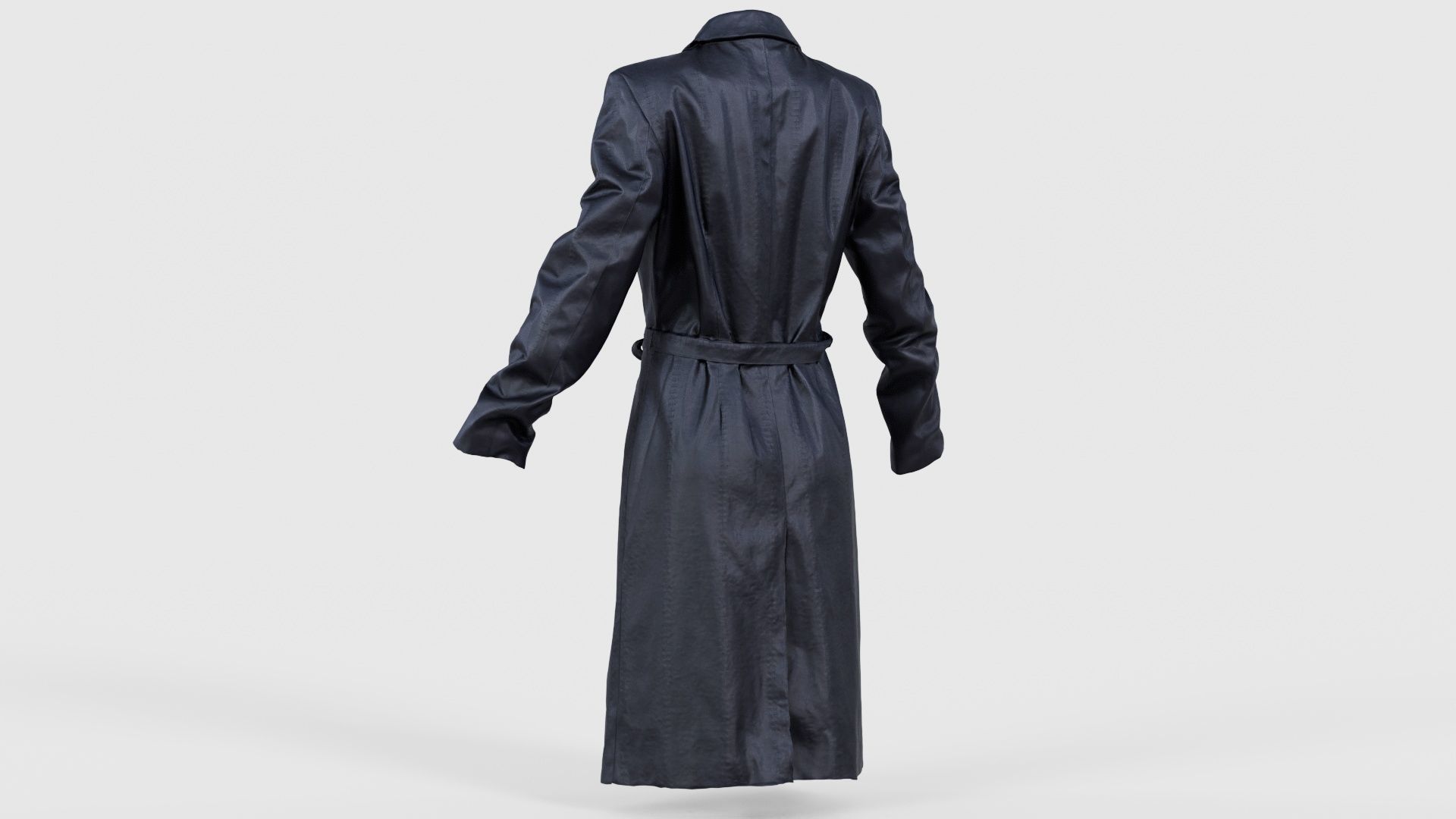 Long Black Leather Underworld Coat Closed Low-poly 3D model_22