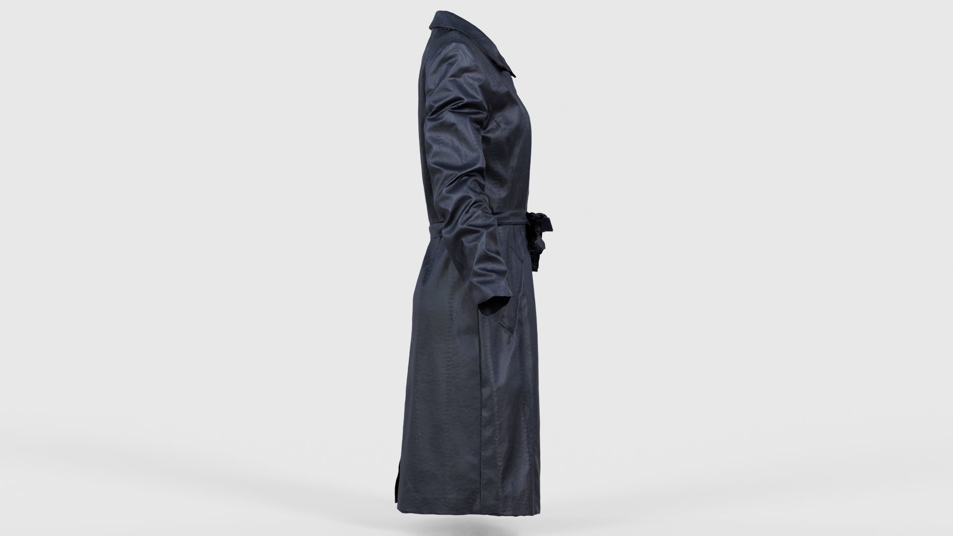 Long Black Leather Underworld Coat Closed Low-poly 3D model_18