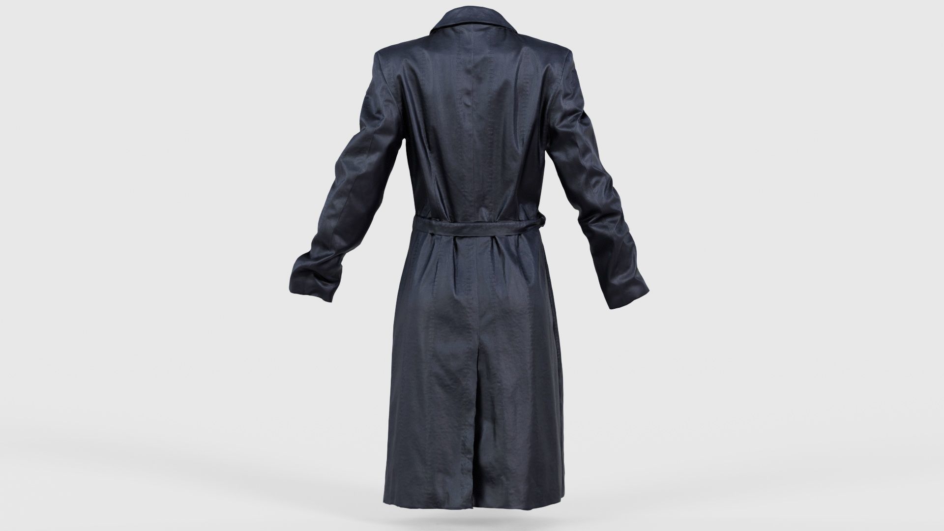 Long Black Leather Underworld Coat Closed Low-poly 3D model_21