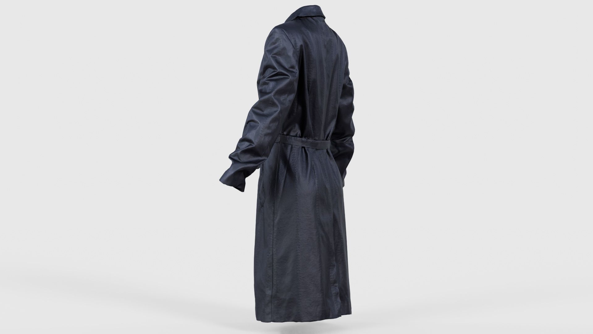 Long Black Leather Underworld Coat Closed Low-poly 3D model_23