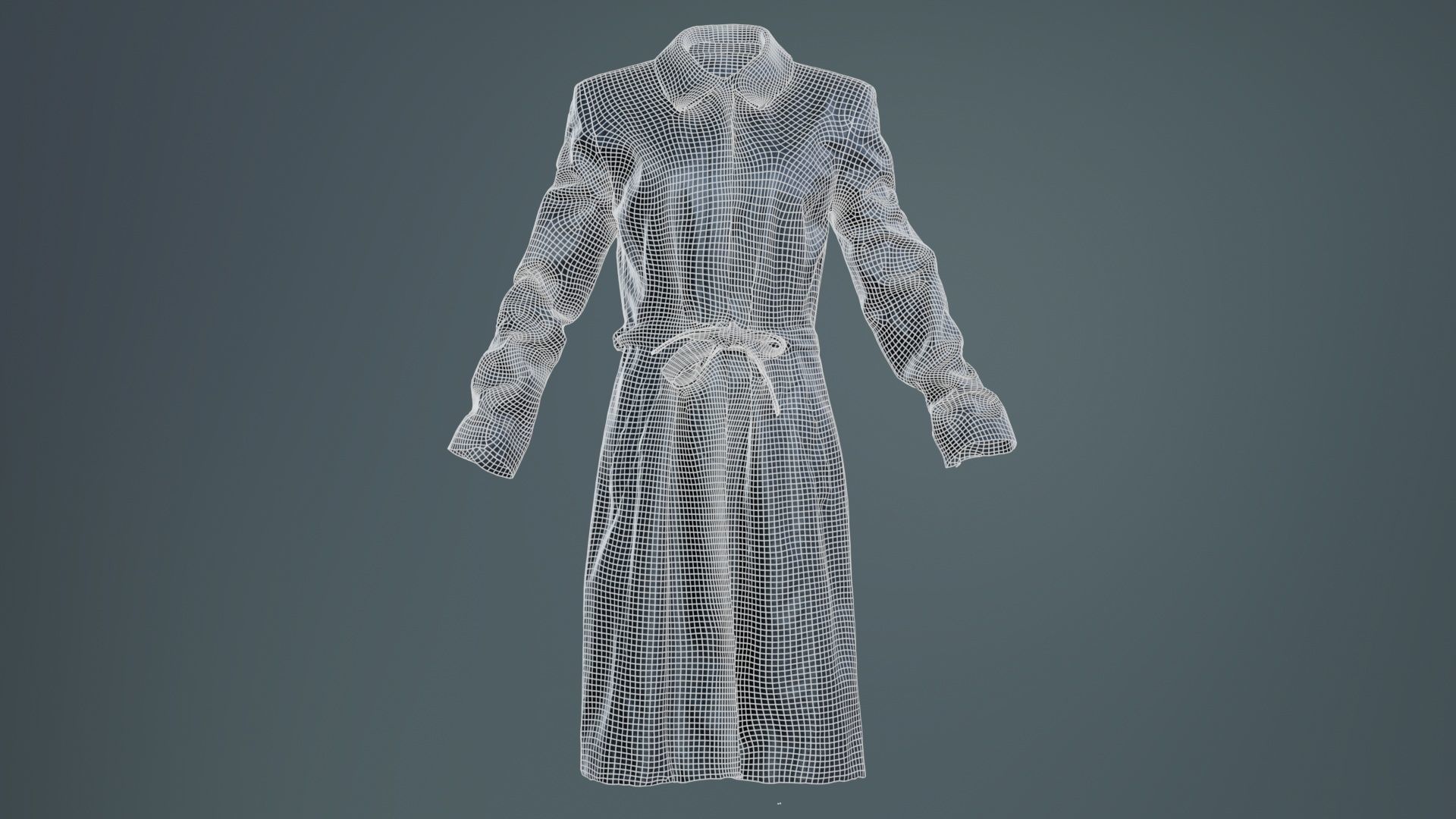 Long Black Leather Underworld Coat Closed Low-poly 3D model_9