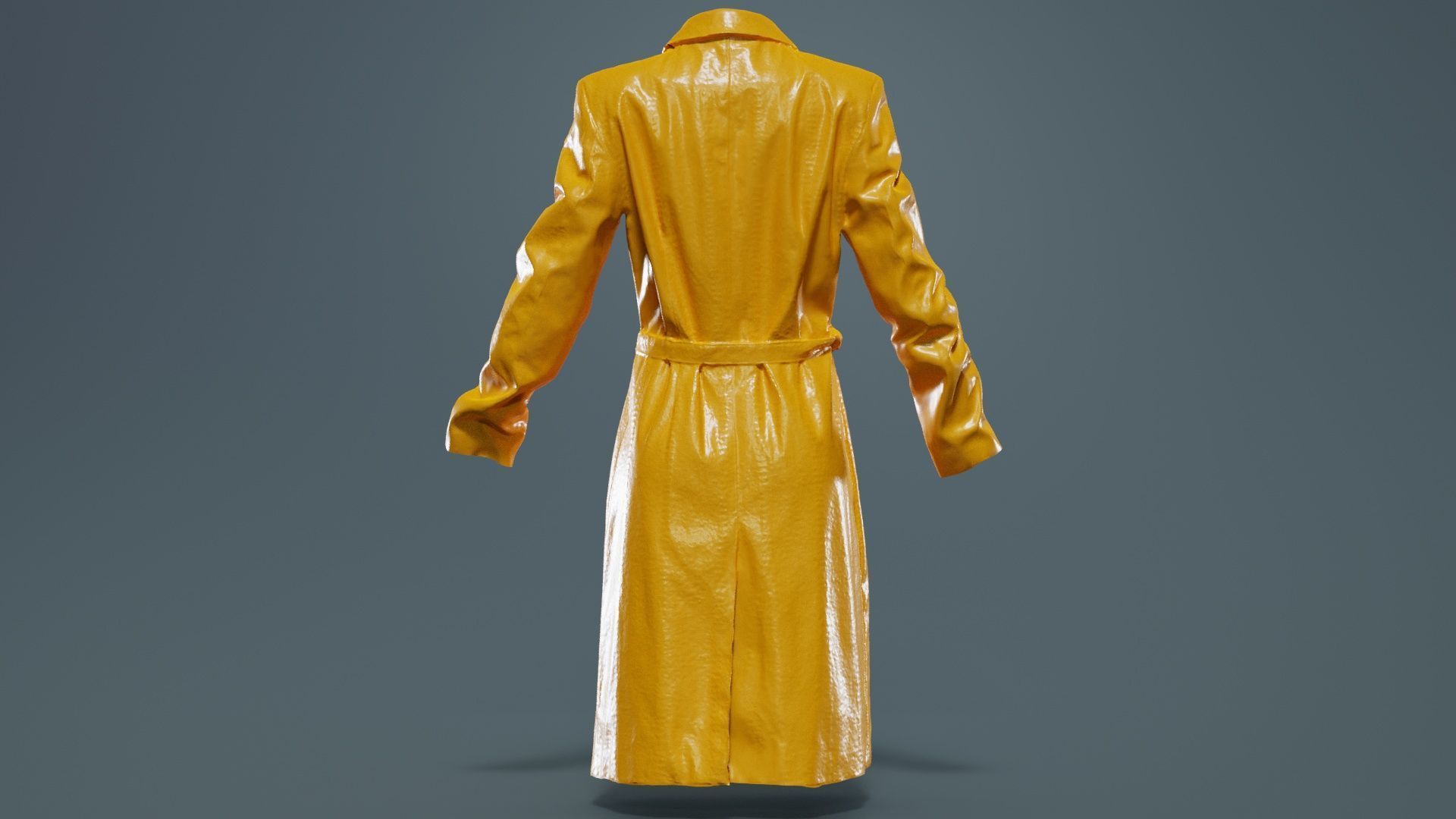 Long Black Leather Underworld Coat Closed Low-poly 3D model_13