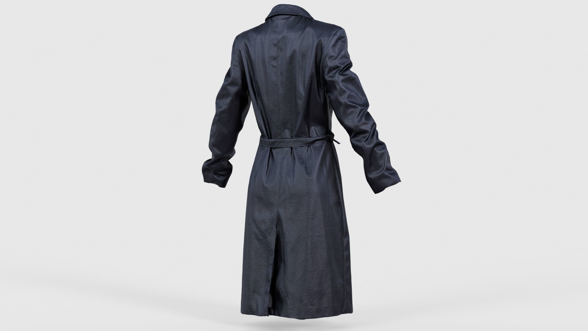 Long Black Leather Underworld Coat Closed Low-poly 3D model_20