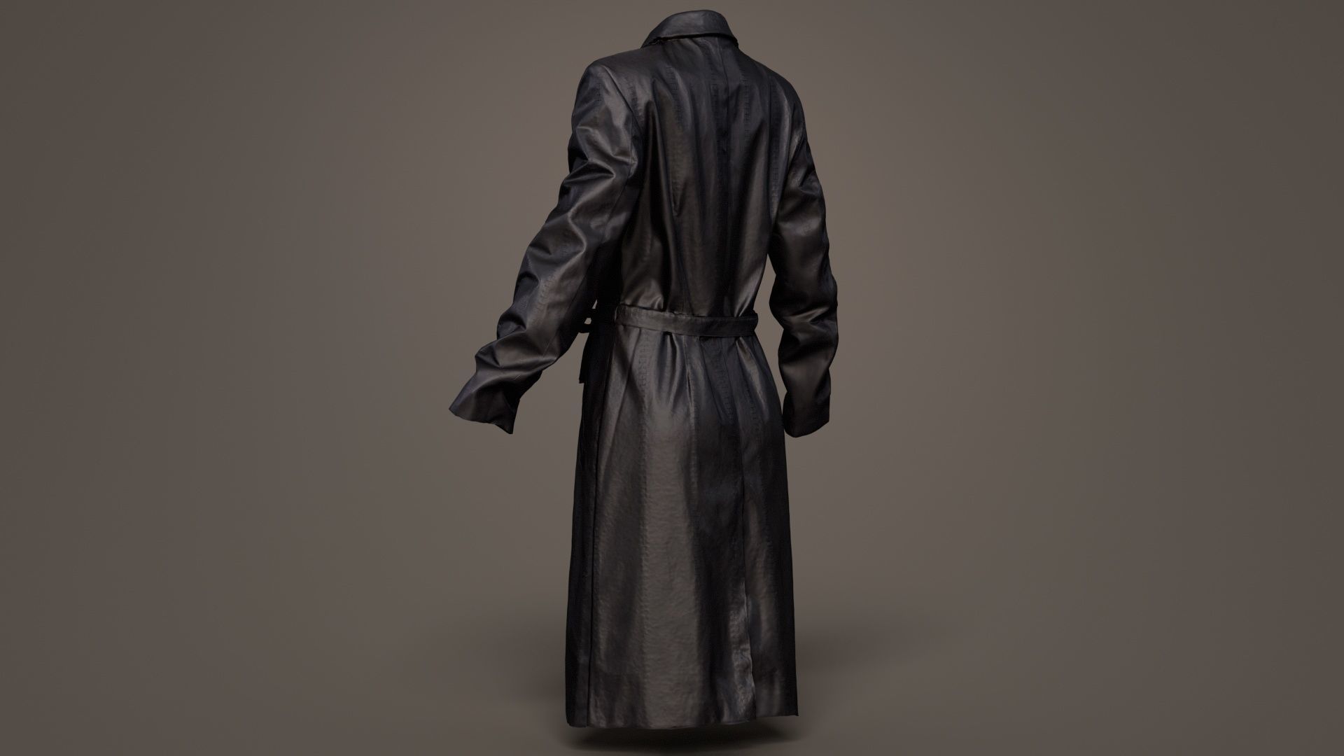 Long Black Leather Underworld Coat Closed Low-poly 3D model_5