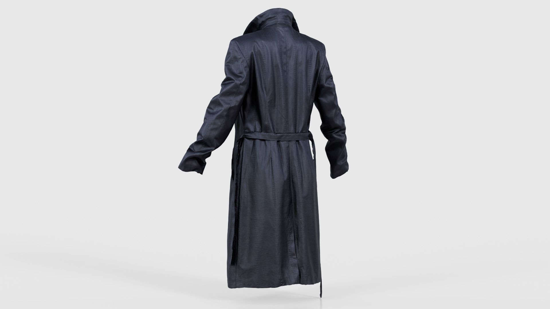 Long Black Leather Underworld Coat Open Low-poly 3D model_22