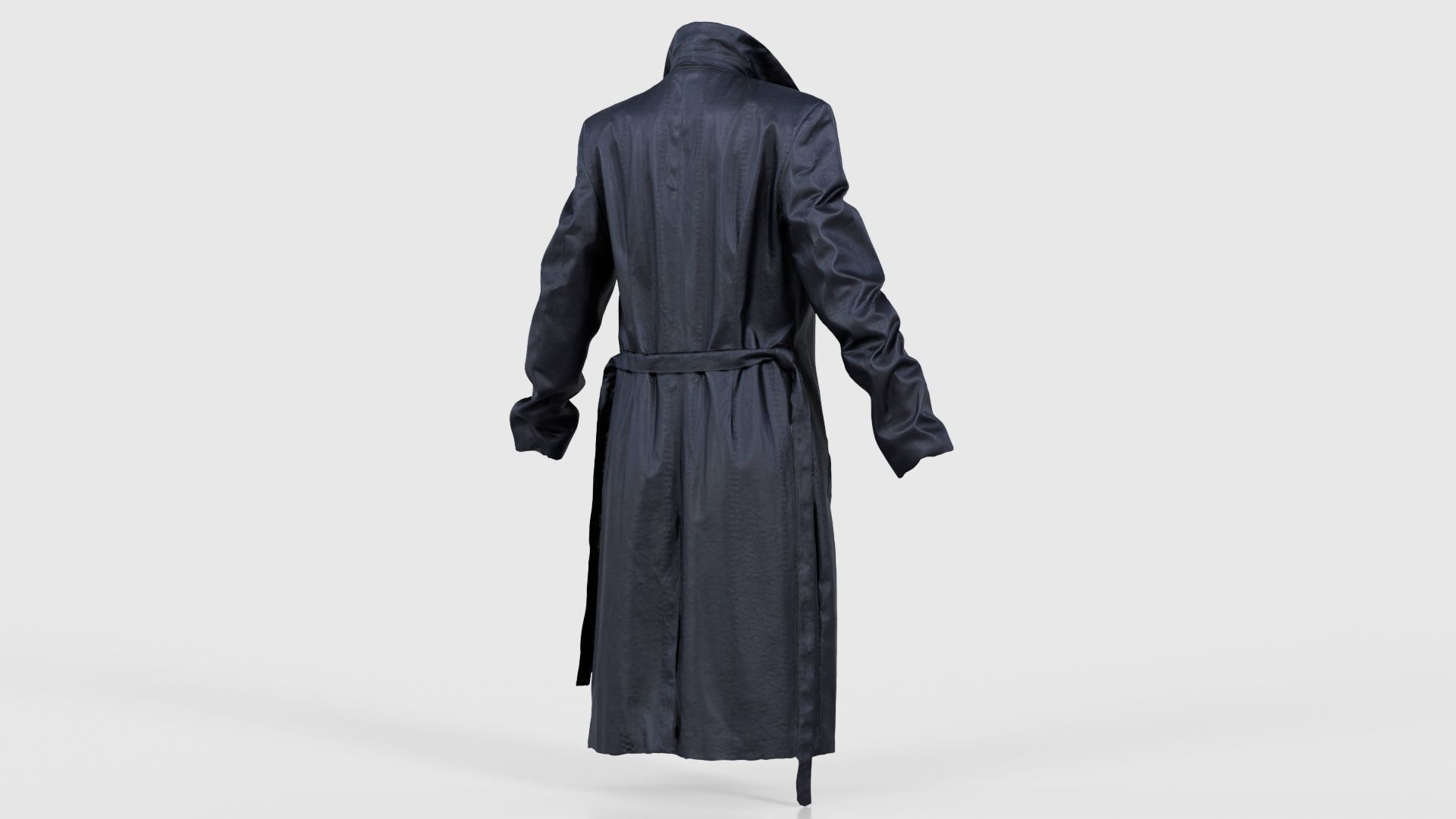 Long Black Leather Underworld Coat Open Low-poly 3D model_20