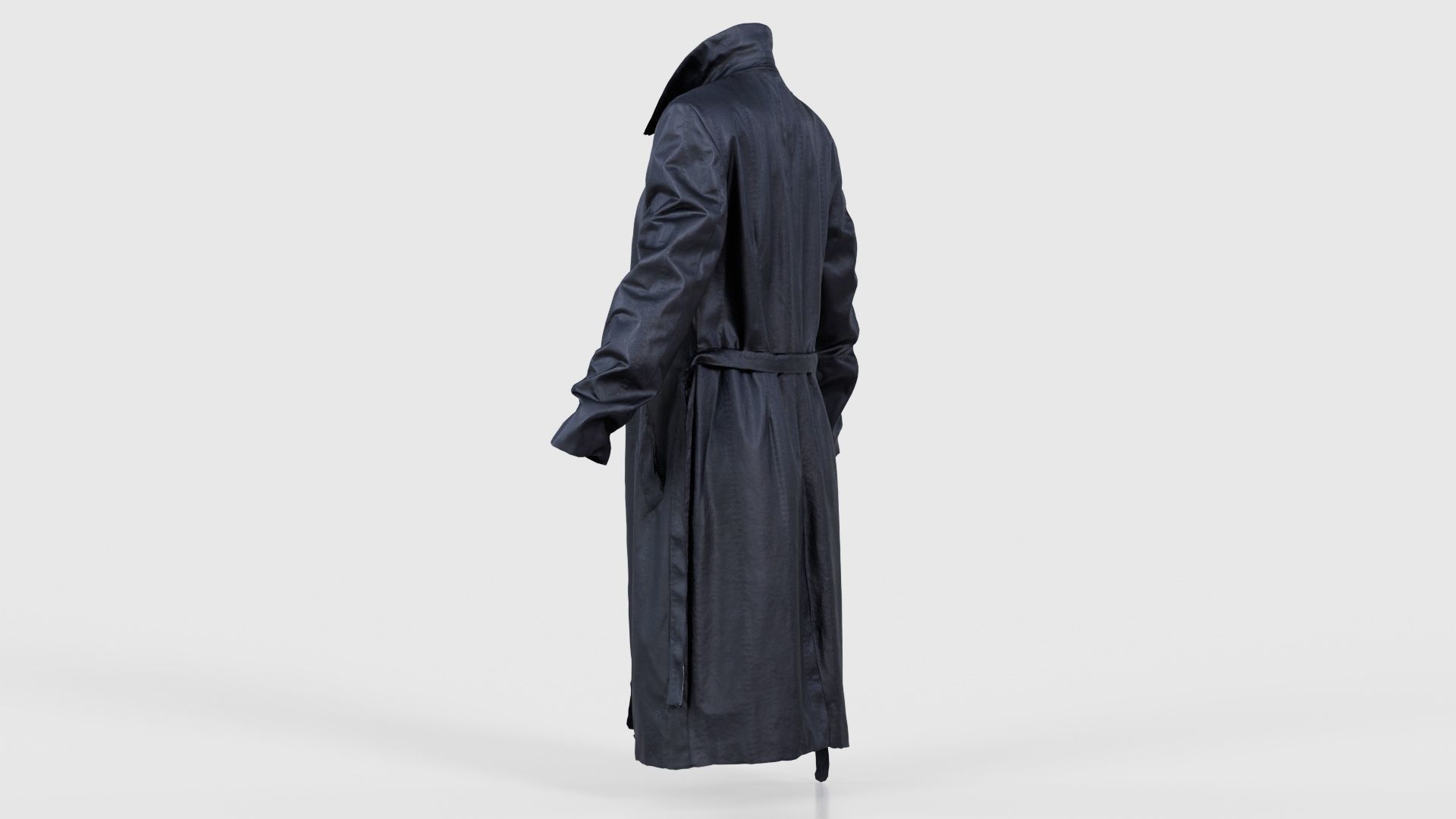 Long Black Leather Underworld Coat Open Low-poly 3D model_23