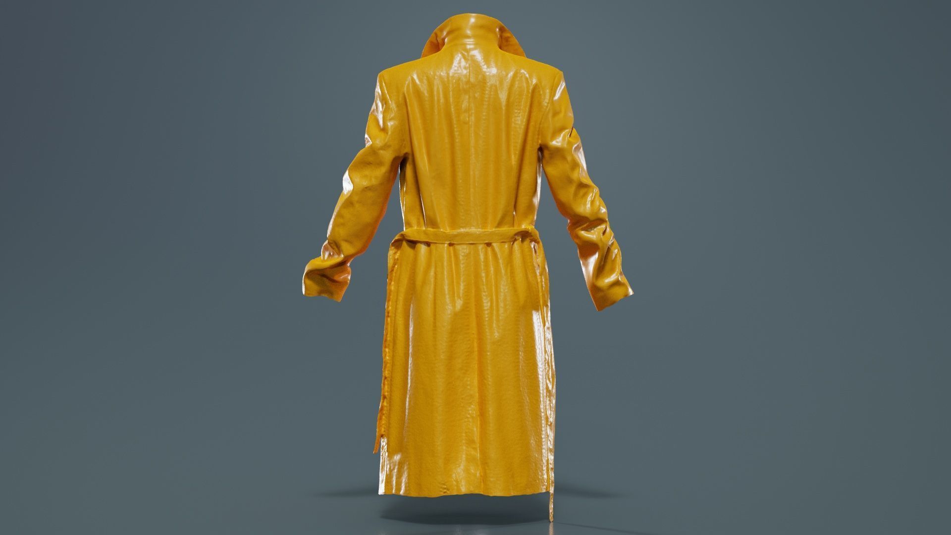 Long Black Leather Underworld Coat Open Low-poly 3D model_13