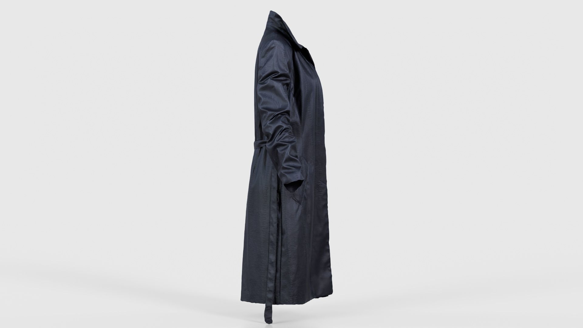 Long Black Leather Underworld Coat Open Low-poly 3D model_18