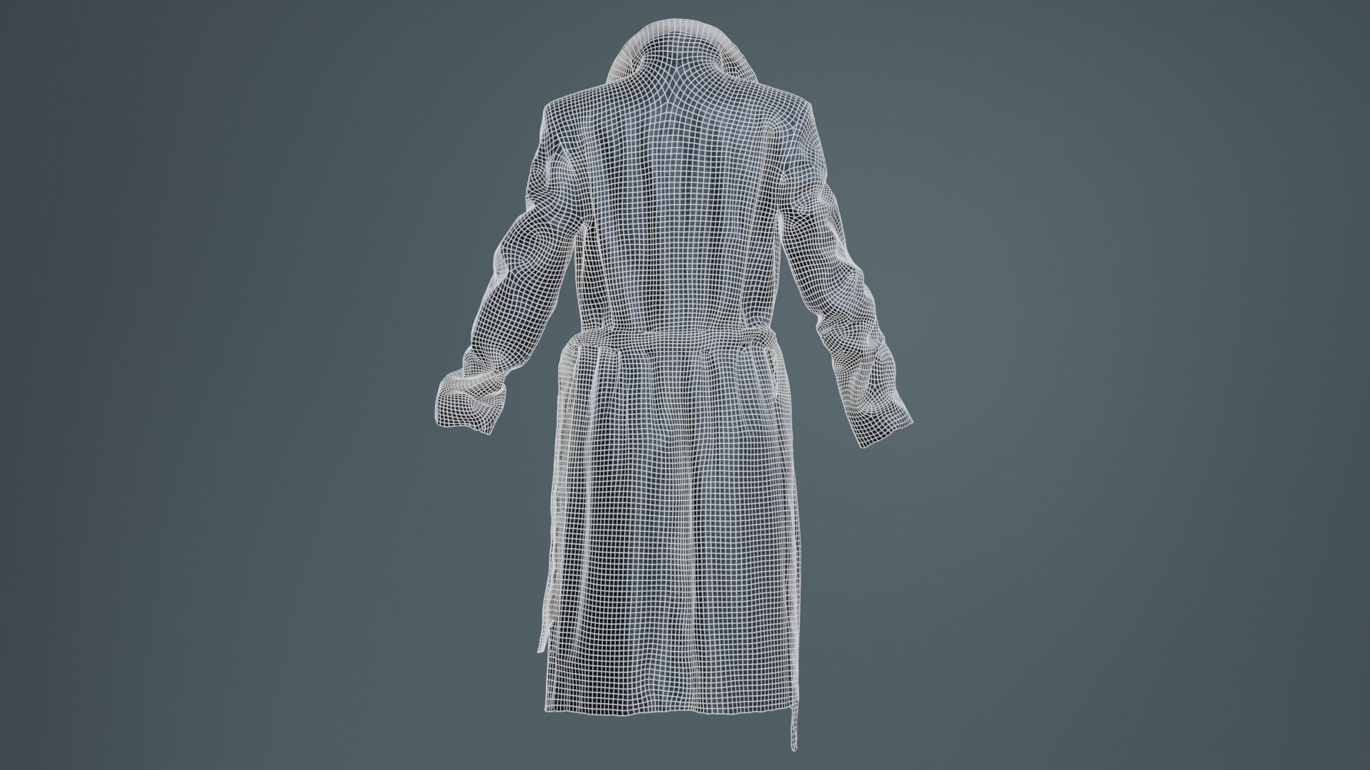 Long Black Leather Underworld Coat Open Low-poly 3D model_10