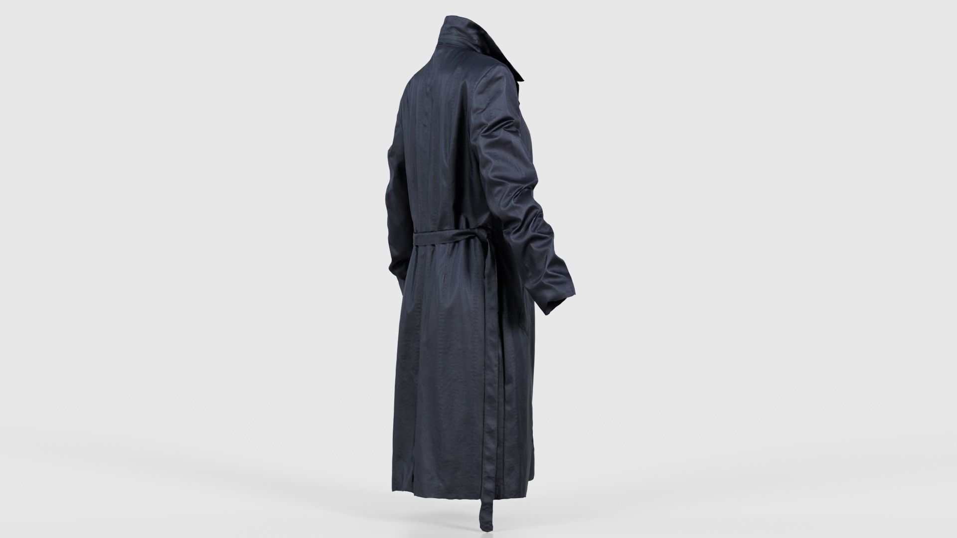 Long Black Leather Underworld Coat Open Low-poly 3D model_19