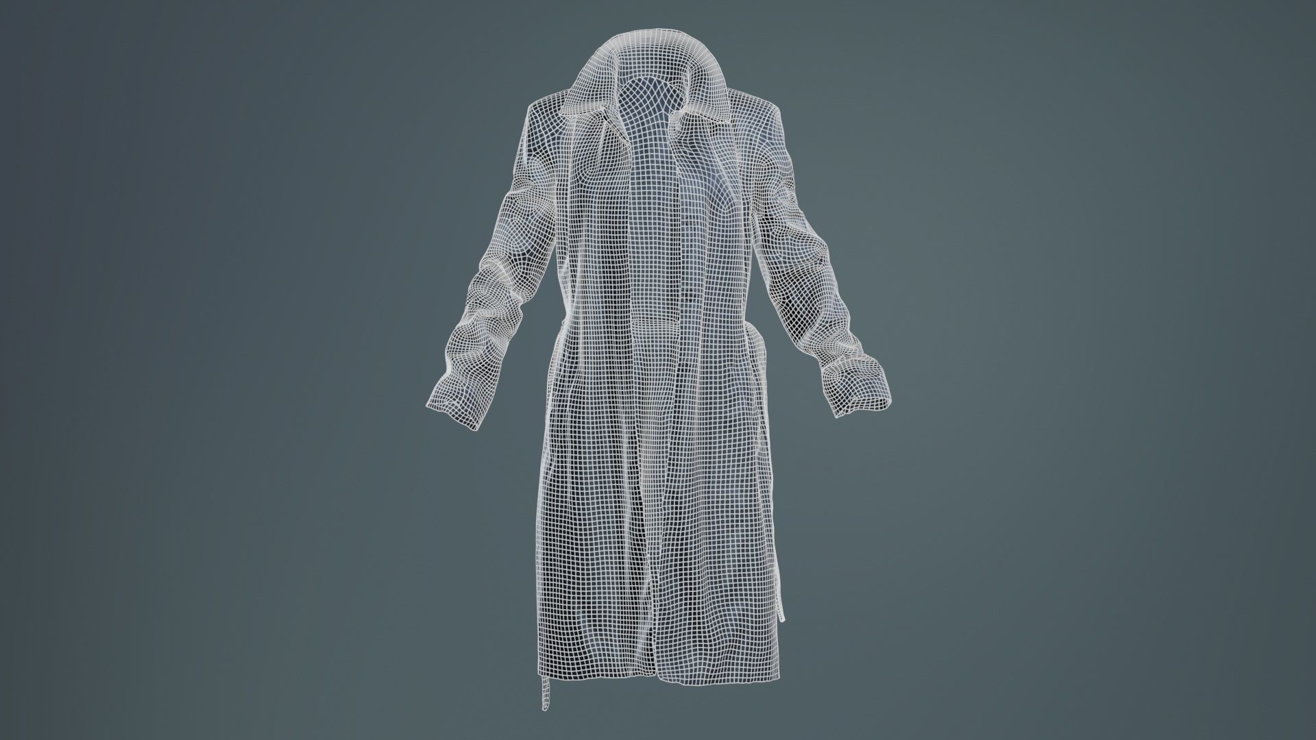 Long Black Leather Underworld Coat Open Low-poly 3D model_9