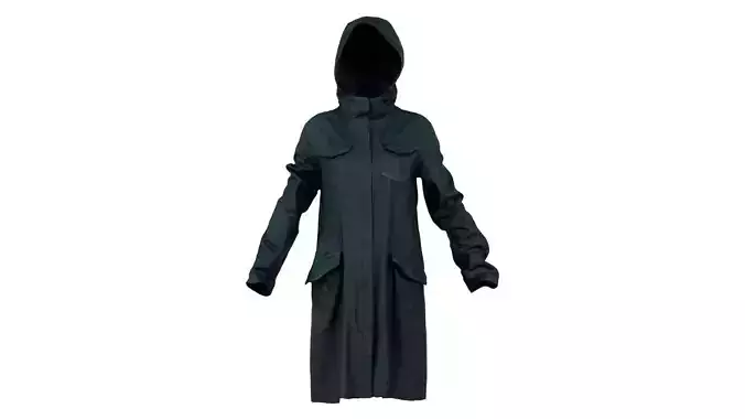 Long Green Coat Hoodie
