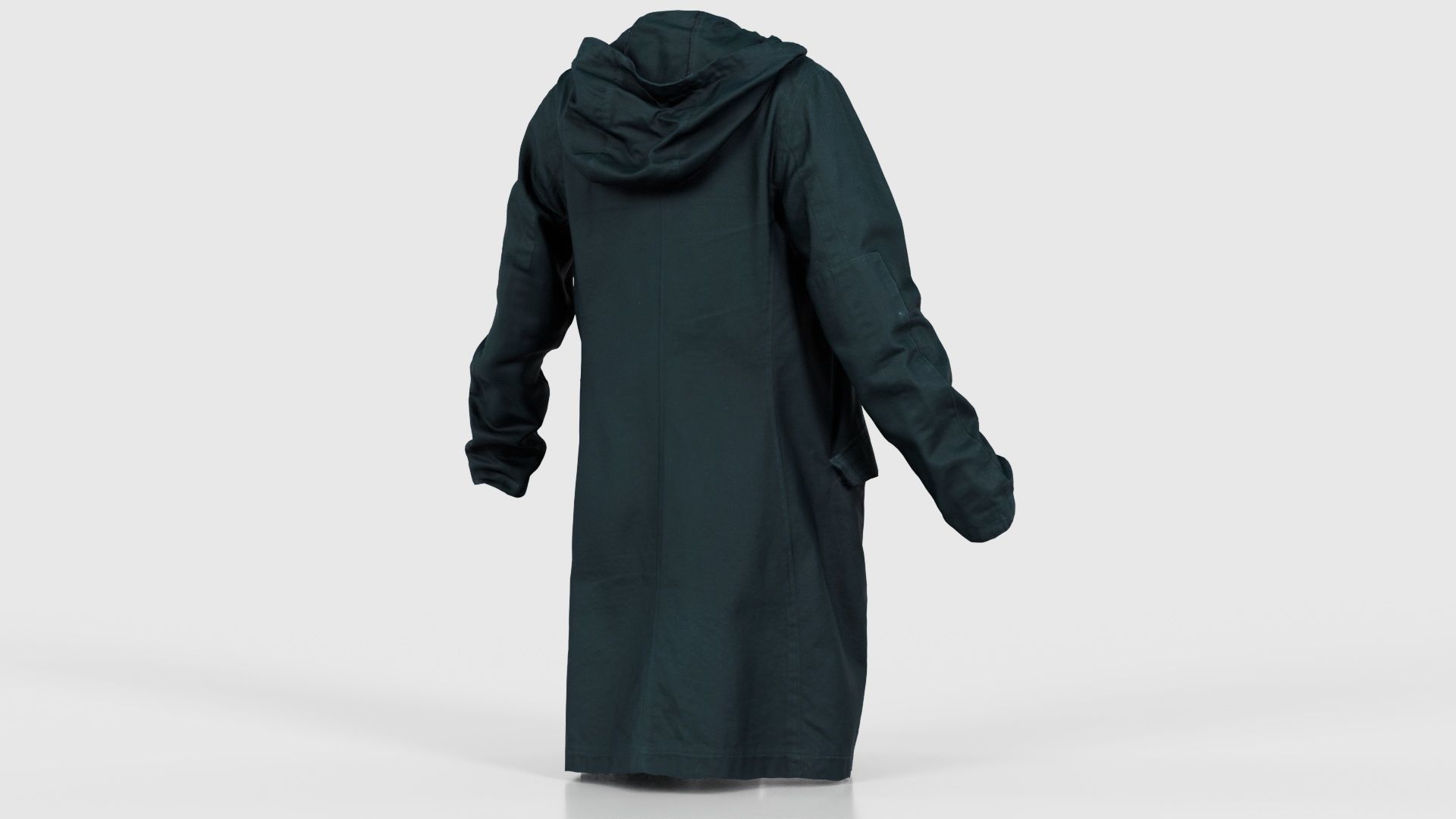 Long Green Coat Open Low-poly 3D model_20