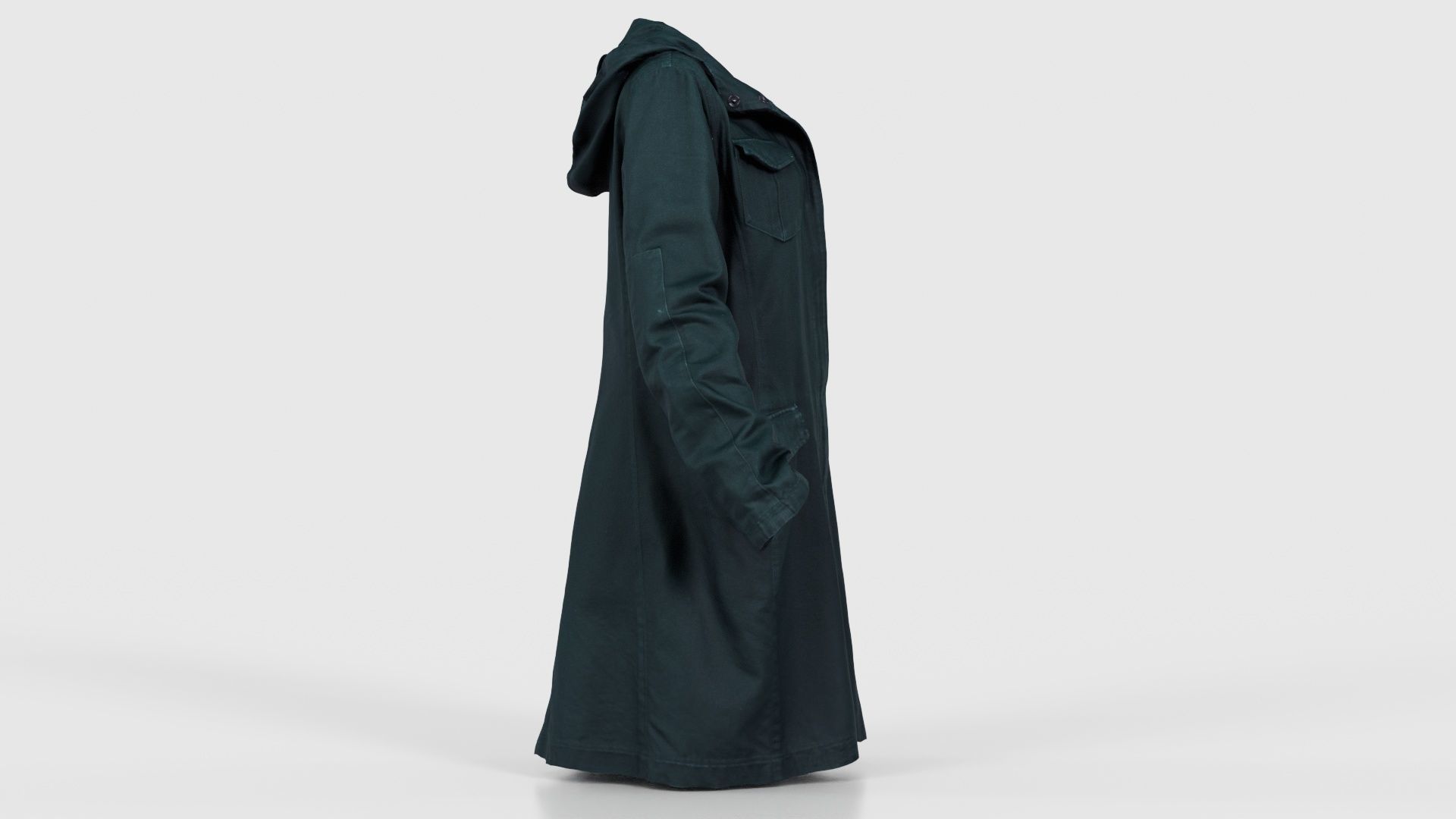 Long Green Coat Open Low-poly 3D model_18