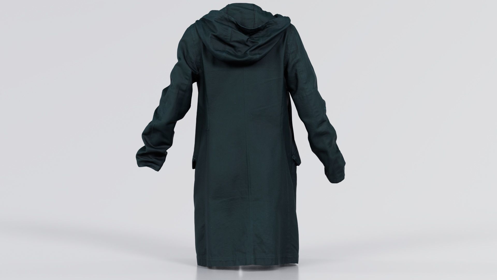 Long Green Coat Open Low-poly 3D model_6