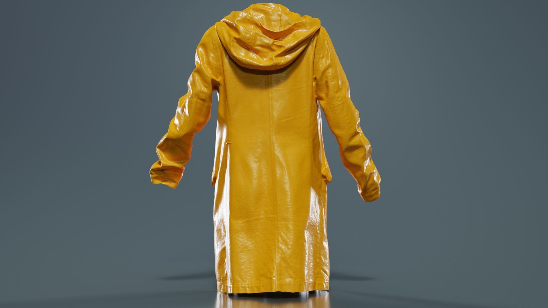 Long Green Coat Open Low-poly 3D model_13