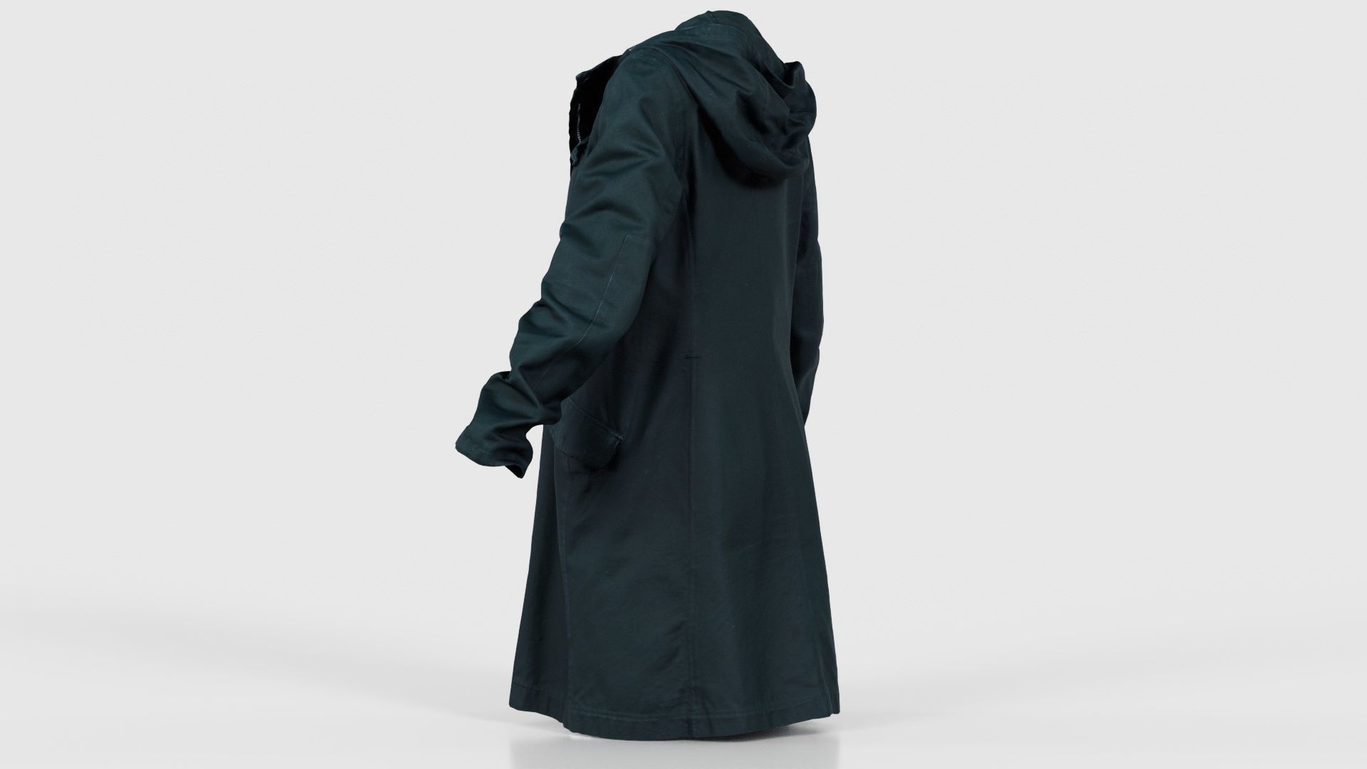 Long Green Coat Open Low-poly 3D model_23