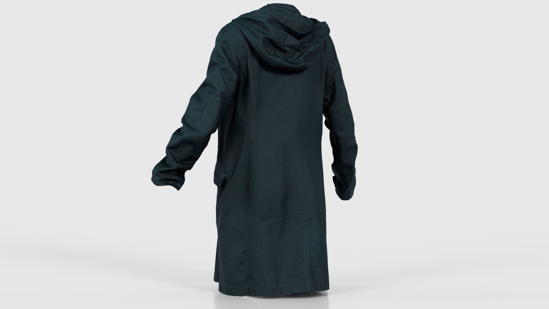 Long Green Coat Open Low-poly 3D model_22