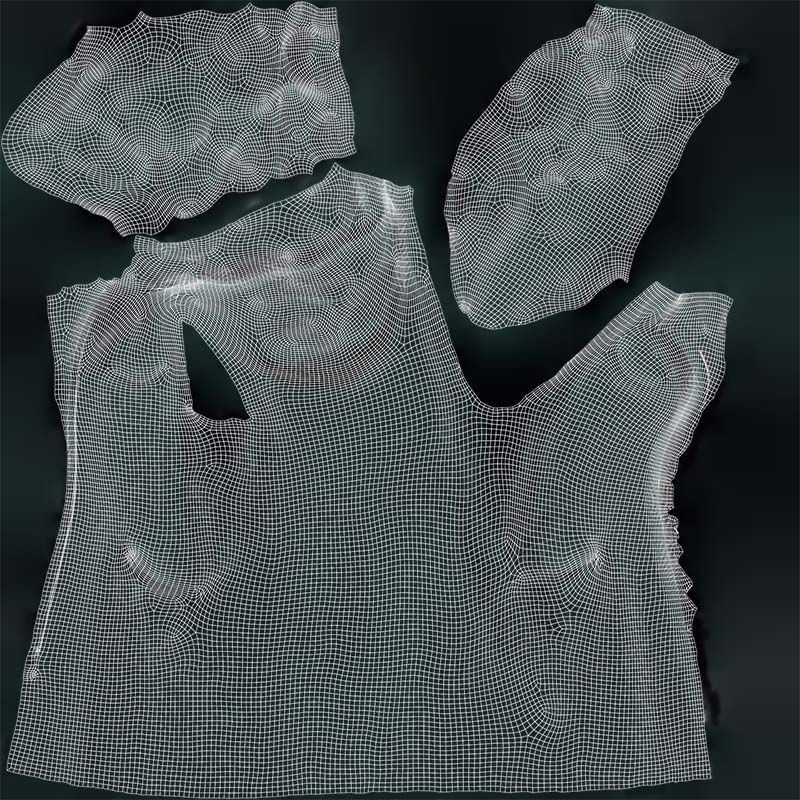 Long Green Coat Open Low-poly 3D model_14