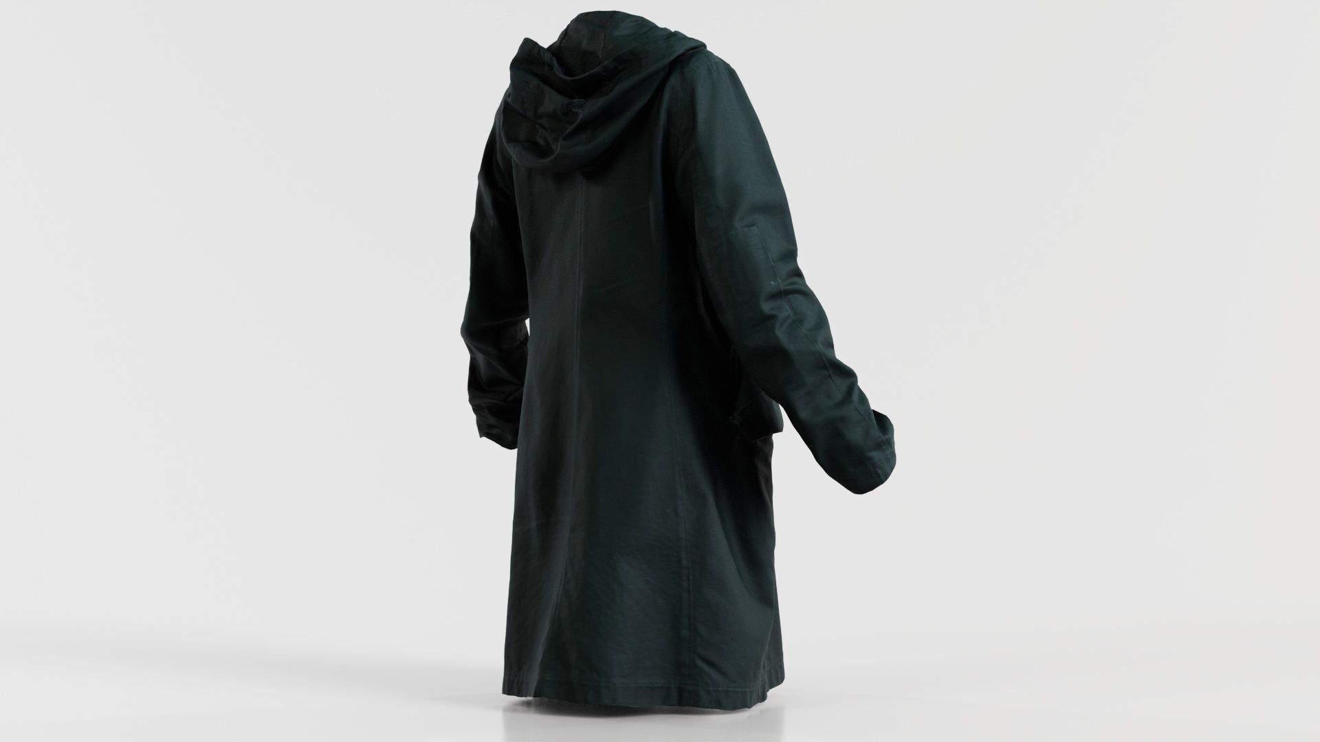 Long Green Coat Open Low-poly 3D model_5